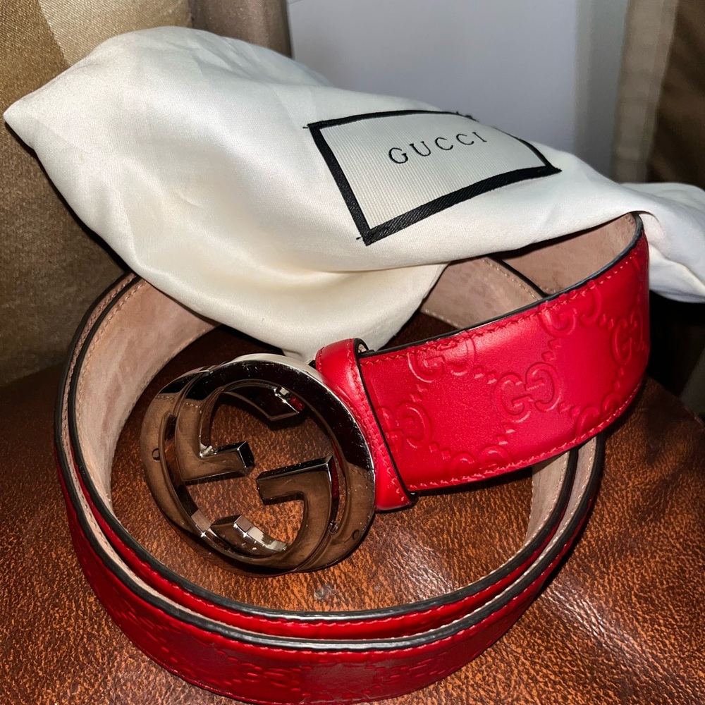 Gucci Red Leather Belt